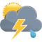 Pouco nublado com tempestade eléctricas