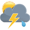 Pouco nublado com tempestade eléctricas